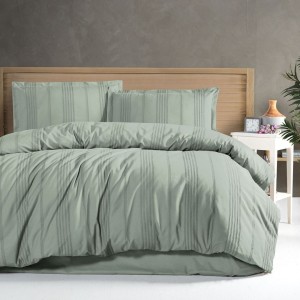 Lenjerie de pat jacquard ranforce, Clasy Home, design dungi - Arakis V8 verde