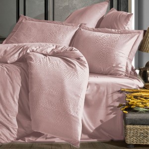 Lenjerie de pat jacquard satin de lux, Saheser, Austin Roz Pudra
