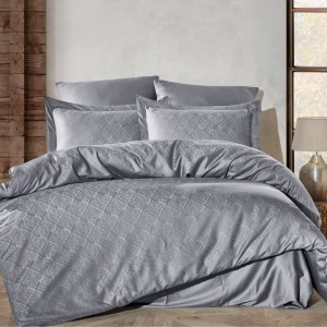 Lenjerie pat jacquard satin de lux Harley Gri Închis Saheser Home