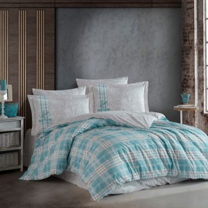 Lenjerie de pat poplin percale, Hobby Home, Denim Turquoise