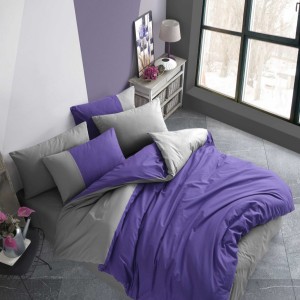 Lenjerie de pat cu design mov și antracit, Diamond Purple Antracit, set de 4 piese