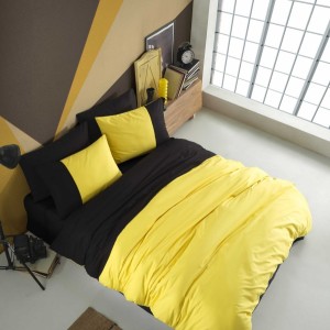 Lenjerie de pat cu design galben și negru, Diamond Yellow Black, set de 4 piese