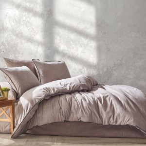 Lenjerie de pat poplin prespălat, Nazenin Home, Stone Wash Stone Gri