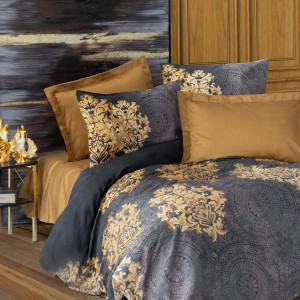 Lenjerie de pat premium satin de lux 6 piese, Jadira Beige