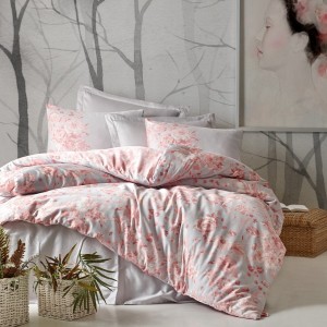 Lenjerie de pat premium satin de lux, Cotton Box, Jardin - Grey