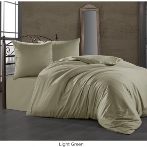 Lenjerie de pat Bahar Home bumbac satinat verde deschis, design simplu, 6 piese ​