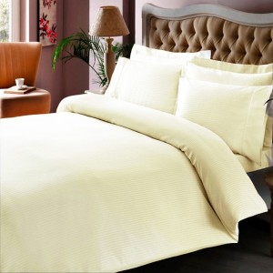 Lenjerie de pat crem Stripe din satin de bumbac cu model de dungi fine, set elegant TAC