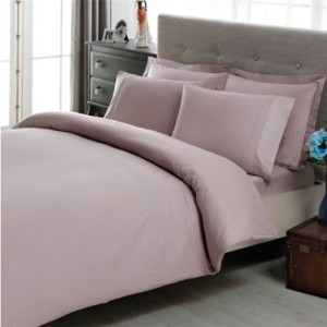 Lenjerie de pat lila Stripe din satin de bumbac cu model de dungi fine, set elegant TAC