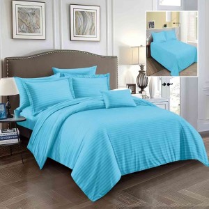 Set de lenjerie de pat turcoaz, policoton damasc, ideal pentru un dormitor vibrant și confortabil