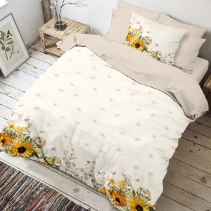 Lenjerie de pat Mochi cu design de Paște, iepurasi, fluturi și floarea soarelui, pentru o persoană, de la Club Cotton