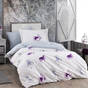 Lenjerie pat 1 persoană bumbac 100% poplin, Hobby Home, Unicorn Mia - Damson