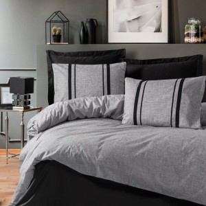 Lenjerie pat 1 persoana bumbac 100% ranforce, Cotton Box, Bitter Grey