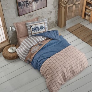 Lenjerie pat 1 persoana bumbac 100% ranforce, Cotton Box, Ocean