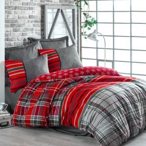 Lenjerie pat 1 persoana bumbac 100% ranforce, Cotton Box, Santa Grey
