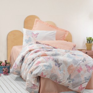 Lenjerie pat 1 persoana bumbac 100% ranforce Kimela Pink