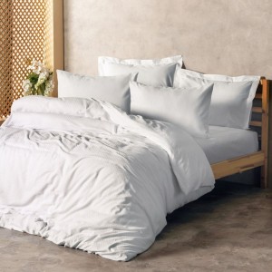 Lenjerie de pat pentru o persoană din bumbac 100% ranforce cu design elegant în nuanțe de alb