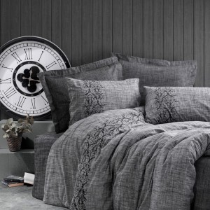 Lenjerie pat 1 persoana bumbac 100% ranforce, Sooty Grey