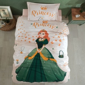 Lenjerie pat 1 persoana Tiana bumbac ranforce, model cu printesa