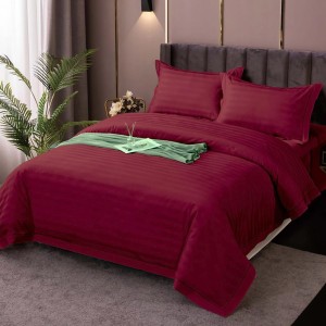Lenjerie pat 1 persoana damasc policoton, Pucioasa, IMP6 Bordo