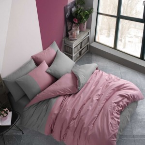 Lenjerie pat 1 persoana poplin percale, Hobby Home, Diamond Dusty Rose, Anthracite