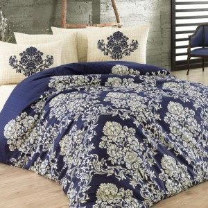Lenjerie pat 3 piese, bumbac 100% ranforce,1 persoana,  Bahar Home, Estella Bleumarin