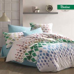 Lenjerie pat 3 piese, bumbac 100% ranforce,1 persoana,  Bahar Home, Nadine