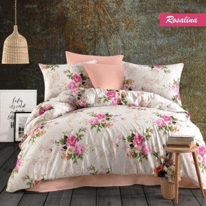 Lenjerie pat 3 piese, bumbac 100% ranforce,1 persoana,  Bahar Home, Rosalina
