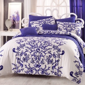 Lenjerie pat 3 piese, bumbac 100% ranforce,1 persoana,  Bahar Home, Royal Blue