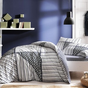 Lenjerie pat cu elastic pentru saltea de 160x200cm, bumbac 100% ranforce, TAC, Zone