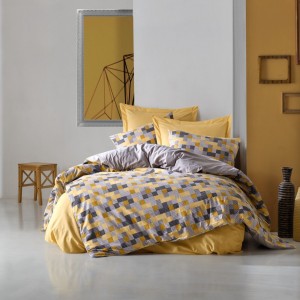 Lenjerie pat dublu bumbac 100% ranforce, Cotton Box, Elon - Yellow