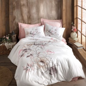 Lenjerie pat dublu bumbac 100% ranforce, Cotton Box, Loving Pink