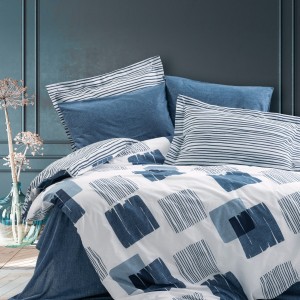 Lenjerie pat dublu bumbac 100% ranforce,Cotton Box,Solito Indigo