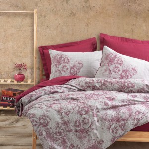 Lenjerie pat dublu bumbac 100%ranforce,Cotton Box,Vilda Claret Red