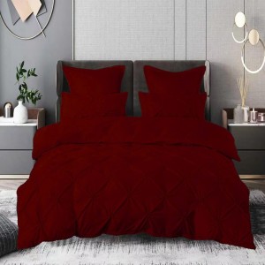 Llenjerie de pat din finet bordo cu pliuri decorative, 6 piese