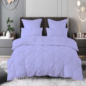 Llenjerie de pat din finet lila cu pliuri decorative, 6 piese