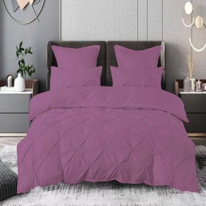 Llenjerie de pat din finet mov pudra cu pliuri decorative, 6 piese