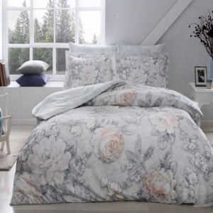 Lenjerie pat dublu satin 6 piese,Tac DELUX Digital, Seine Gri