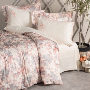 Lenjerie pat de lux cu broderie din satin, Elite CottonBox, Layana roz