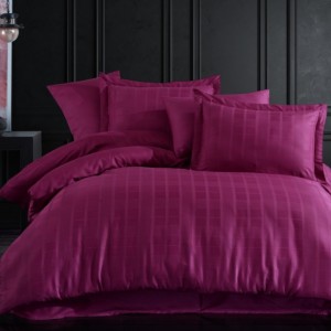 Lenjerie pat jacquard, Exclusive Satin, 6 piese, Hobby Home, Ekose Purple