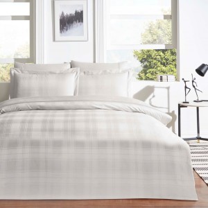Lenjerie de pat Jacquard Satin de Lux 6 Piese TAC Carly Vizon, detalii complexe, bumbac satinat
