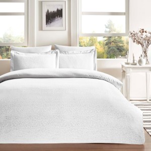 Lenjerie de pat Jacquard alb, satin de lux, bumbac 100%, set 6 piese.