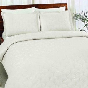 Lenjerie pat jacquard, satin de lux,6 piese TAC, Cross Crem