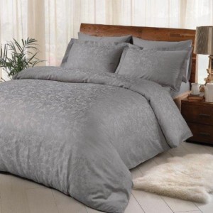 Lenjerie de pat Jacquard satin antracit TAC, bumbac 100%, set de 6 piese, cearșaf de pat și pilotă, fețe de pernă.