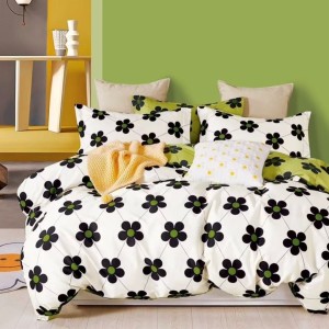 Lenjerie pat percale bumbac 100%, 1 persoana, Pucioasa, Alba-Flori