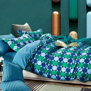 Lenjerie pat percale bumbac 100%, 1 persoana, Pucioasa, Cercuri