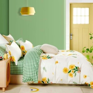 Lenjerie pat percale bumbac 100%, 1 persoana, Pucioasa, Floarea Soarelui