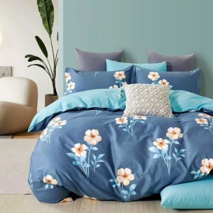 Lenjerie pat percale bumbac 100%, 1 persoana, Pucioasa, Flori3