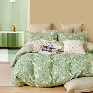 Lenjerie pat percale bumbac 100%, 1 persoana, Pucioasa, Floricele 2
