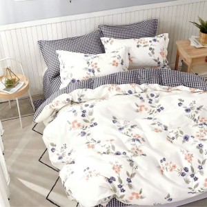 Lenjerie pat percale bumbac 100%, 1 persoana, Pucioasa, Floricele 3