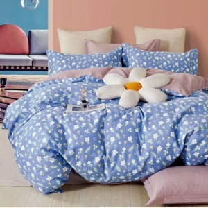 Lenjerie pat percale bumbac 100%, 1 persoana, Pucioasa, Floricele 4
